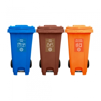 120L|SCM3| Recycle Mobile Garbage Bin 3-in-1 c/w Foot Pedal